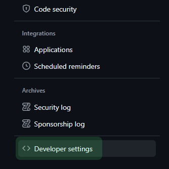Developer settings
